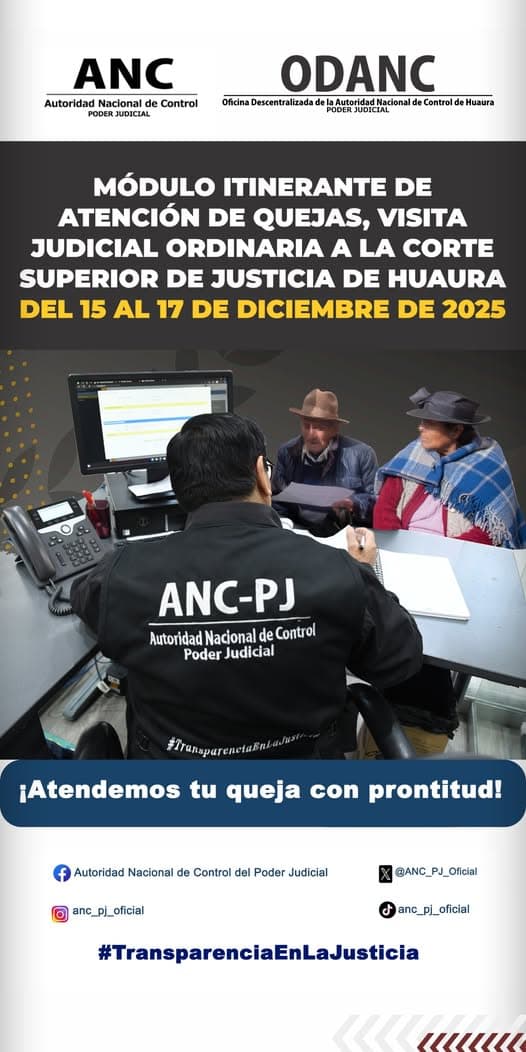 La justicia en revisión: ANC-PJ evaluará el desempeño de la Corte Superior de Justicia de Huaura